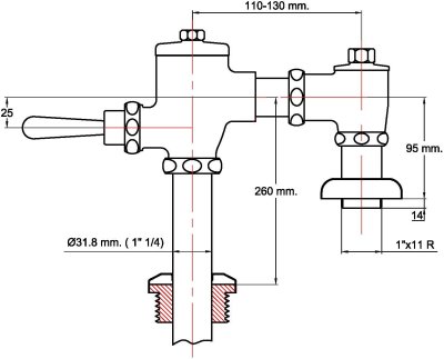 CF-50I ฟลัชวาล์วโถสุขภัณฑ์ ท่อตรง