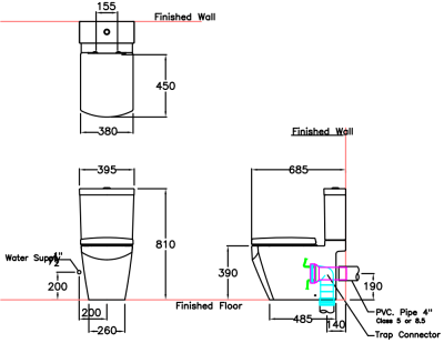 C17107(CN) สุขภัณฑ์ แบบสองชิ้น 3/4.5 ลิตร รุ่น TETRAGON