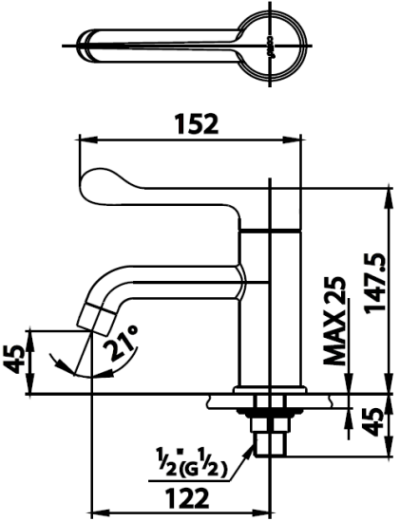 CT1058(HM) ก๊อกเดี่ยวอ่างล้างหน้า รุ่น TRUST