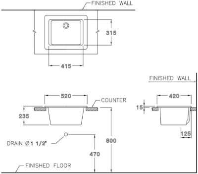 C5201 อ่างเอนกประสงค์ 20 นิ้ว