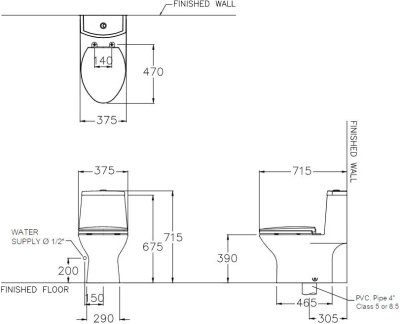 C1053 สุขภัณฑ์ แบบชิ้นเดียว 3/4.5 ลิตร รุ่น MICC + C91252 