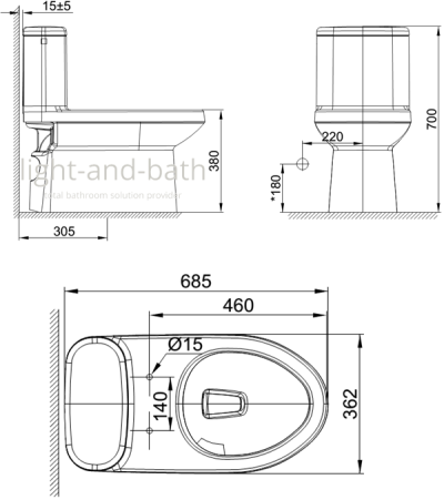 TF-2045PMB4-WT-0 (CL20450-6DASTPMB4) สุขภัณฑ์ แบบชิ้นเดียว 4.8 ลิตร รุ่น CADET