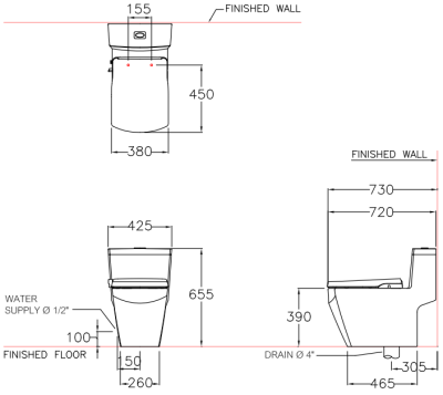 C107127(CN) สุขภัณฑ์ แบบชิ้นเดียว 3/4.5 ลิตร รุ่น GRAND TETRAGON
