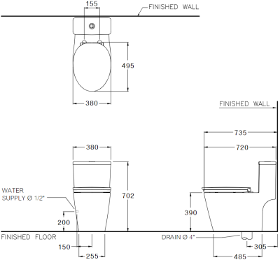 C110507 สุขภัณฑ์ แบบชิ้นเดียว 3/4.5 ลิตร รุ่น HARMONY