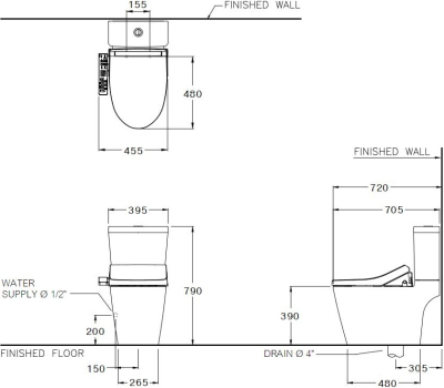 C110507(CV3) สุขภัณฑ์ แบบชิ้นเดียว 3/4.5 ลิตร รุ่น HAMONY + C9203
