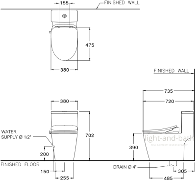 C110507(CV5) สุขภัณฑ์ แบบชิ้นเดียว 3/4.5 ลิตร รุ่น HARMONY + C9205