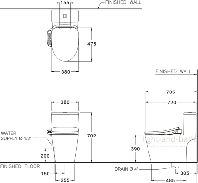 C110507(CV6) สุขภัณฑ์ แบบชิ้นเดียว 3/4.5 ลิตร รุ่น HARMONY + C9206