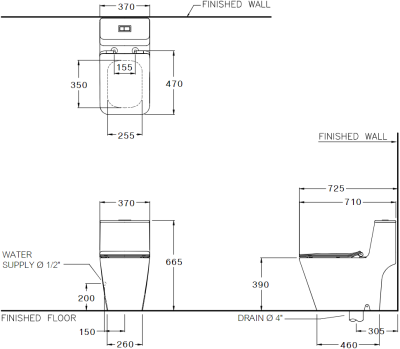 C10327 สุขภัณฑ์ แบบชิ้นเดียว 2.5/4 ลิตร รุ่น SIMPLY MODISH