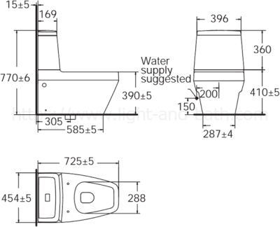 TF-2230SC-WT-0 (CL22305-6DACTCB) สุขภัณฑ์ แบบสองชิ้น 3/4.5 ลิตร รุ่น IDS CLEAR