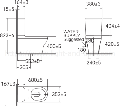 TF-2309SC-WT-0 (CL23095-6DACTCB) สุขภัณฑ์ แบบสองชิ้น 3/4.5 ลิตร รุ่น CYGNET