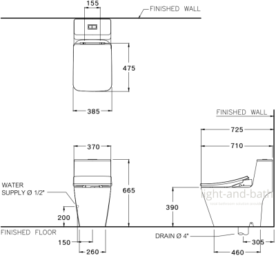 C10327(CV8) สุขภัณฑ์ แบบชิ้นเดียว 3/4.2 ลิตร รุ่น SIMPLY MODISH + C9208