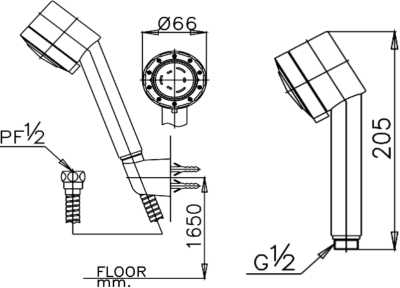 S41(HM) ฝักบัวพร้อมสาย 3 ฟังก์ชั่น
