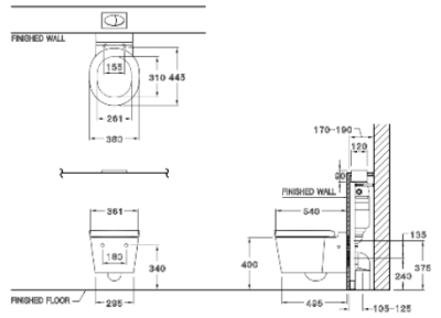 SC198817(T) สุขภัณฑ์ แบบแขวนผนัง 3/4.5 ลิตร รุ่น OLIX +C962170+C942000