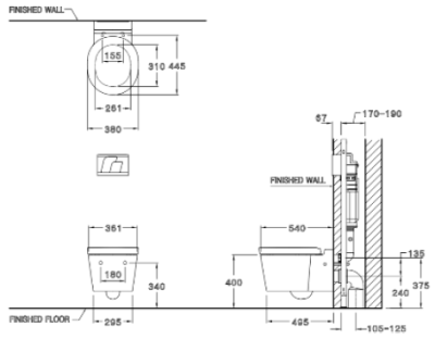 SC198817(F) สุขภัณฑ์ แบบแขวนผนัง 3/4.5 ลิตร รุ่น OLIX +C962100+C942102
