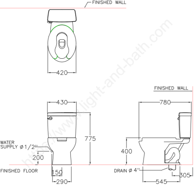 SC6657 WH สุขภัณฑ์ แบบสองชิ้น 4.5 ลิตร รุ่น FORALL 40
