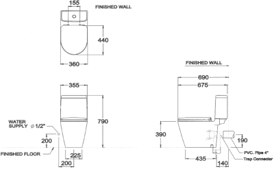 C17047 สุขภัณฑ์ แบบสองชิ้น 3/4.5 ลิตร รุ่น SPACE SOLUTION-4