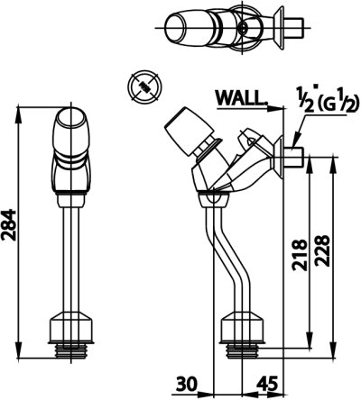 CT474N(S)(HM) ฟลัชวาล์วโถปัสสาวะชายชนิดกด (ระยะติดตั้ง 45 มม.)