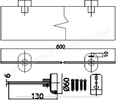 CT0062(HM) หิ้งกระจก ยาว 66 ซม. รุ่น TWIST