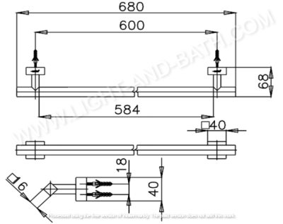 CT0043(HM) ราวแขวนผ้า ยาว 68 ซม. รุ่น DIAMOND