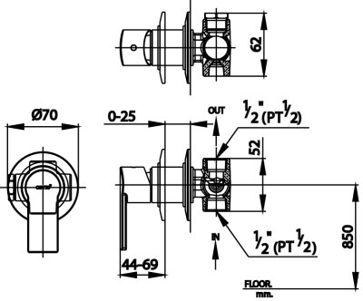 CT1116A วาล์วเปิดปิดฝังผนัง รุ่น ALTO