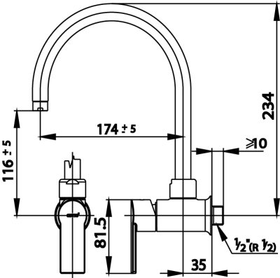 CT1118A(HM) ก๊อกอ่างซิงค์ติดผนังแบบก้านโยกชนิดติดผนัง รุ่น ALTO
