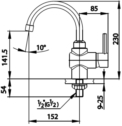 CT1018A(HM) ก๊อกเดี่ยวอ่างล้างหน้าแบบก้านโยก สเปาท์ปัดได้ 360° รุ่น ANTHONY