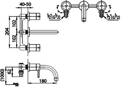CT2083 ก๊อกผสมอ่างล้างหน้าเซ็นเตอร์ 8 นิ้ว ชนิดติดผนัง รุ่น ANTHONY