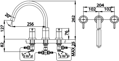 CT2082 ก๊อกผสมลงอ่างอาบน้ำ รุ่น ANTHONY