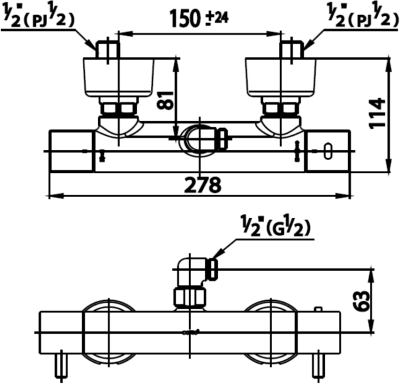 CT2081 ก๊อกผสมยืนอาบน้ำพร้อมวาล์วควบคุมอุณหภูมิ รุ่น ANTHONY