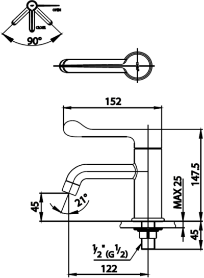 CT1058X(HM) ก๊อกอ่างล้างหน้าตัวก๊อกหมุนได้ รุ่น TRUST