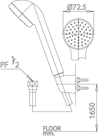 S17(HM) ฝักบัวพร้อมสาย 1 ฟังก์ชั่น