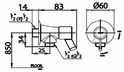CT1092C33(HM) วาล์วเปิด-ปิดน้ำ สำหรับฝักบัว รุ่น LECCE