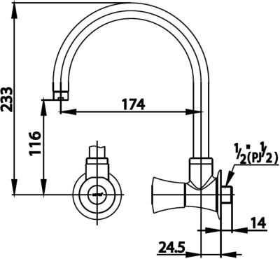 CT1095C26(HM) ก๊อกอ่างซิงค์ติดผนัง รุ่น VILLA