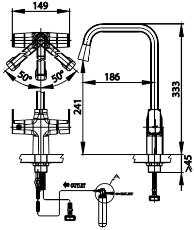 CT1109A ก๊อกอ่างซิงค์พร้อมอุปกรณ์เครื่องกรองน้ำ 3M รุ่น AQUA~TWINS