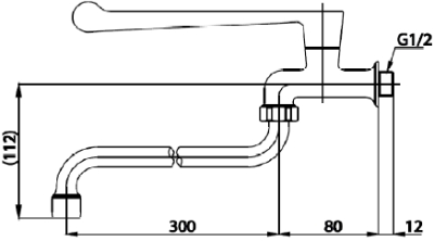CT1154C37 ก๊อกเดี่ยวก้านปัดติดผนัง (ปากก๊อกยาว 30 ซม. ก้านปัดยาว) รุ่น TRUST