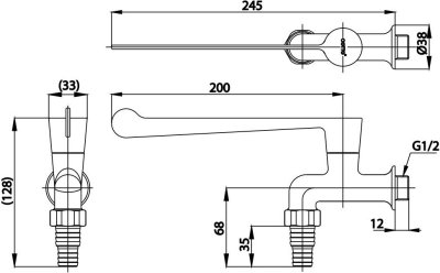CT1153C37 ก๊อกเดี่ยวก้านปัดสำหรับต่อสายยาง รุ่น TRUST