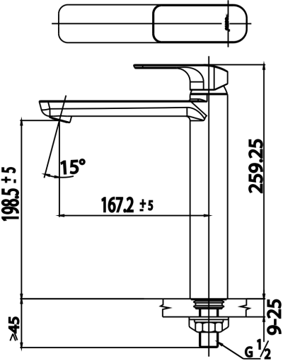CT1143AY#GR ก๊อกเดี่ยวอ่างล้างหน้าทรงสูง รุ่น SCIROCCO SENSE