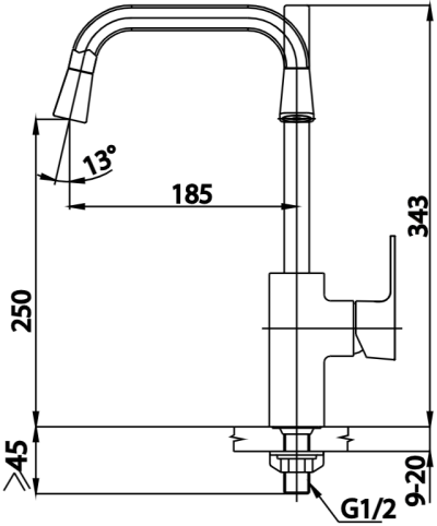CT1183A ก๊อกอ่างซิงค์แบบก้านโยก CUBIC