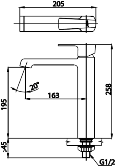 CT1182AY ก๊อกเดี่ยวอ่างล้างหน้าแบบก้านโยก(ทรงสูง) รุ่น CUBIC