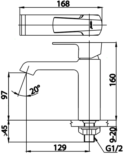 CT1180A ก๊อกเดี่ยวอ่างล้างหน้าแบบก้านโยก รุ่น CUBIC