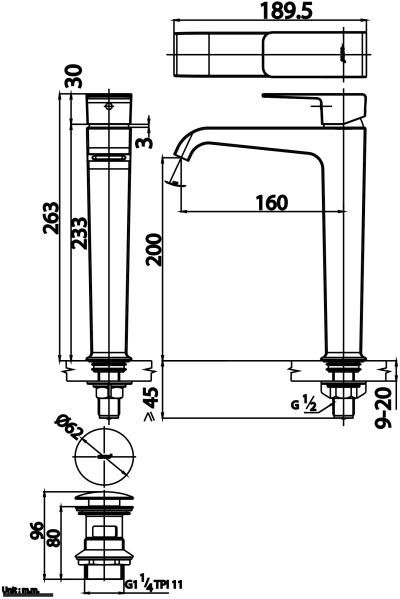 CT1171A#GRM ก๊อกเดี่ยวอ่างล้างหน้าแบบก้านโยก ทรงสูง รุ่น SONATA (สี MATTE GOLD)