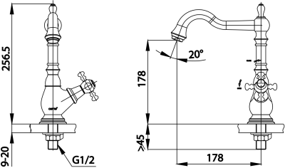 CT1201C18 ก๊อกเดี่ยวอ่างล้างหน้า ทรงสูง รุ่น GLAMIS