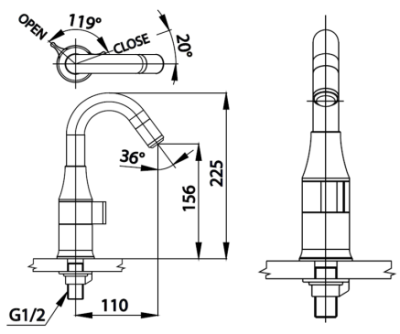 CT1213#GR(LED) ก๊อกเดี่ยวอ่างล้างหน้าพร้อมไฟ LED (สีทอง) รุ่น VEGAS