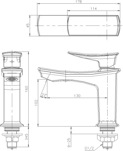 CT1221A ก๊อกเดี่ยวอ่างล้างหน้าแบบก้านโยก รุ่น THANTARA
