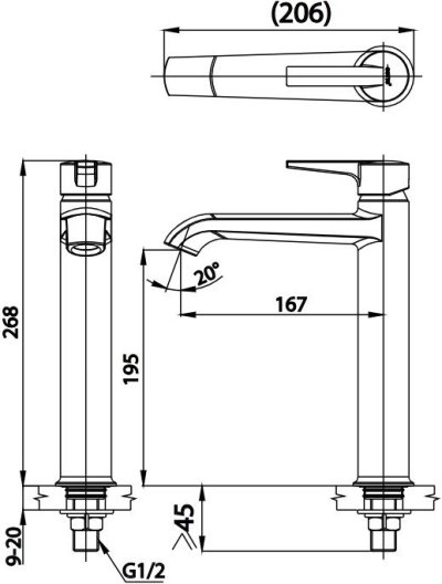 CT1232AY ก๊อกเดี่ยวอ่างล้างหน้าแบบก้านโยก (ทรงสูง) รุ่น LINIO