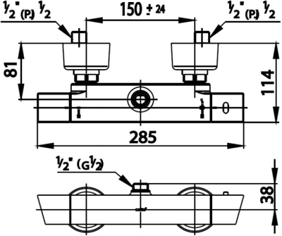 CT2085 ก๊อกผสมยืนอาบน้ำพร้อมวาล์วควบคุมอุณหภูมิ รุ่น SQUARE