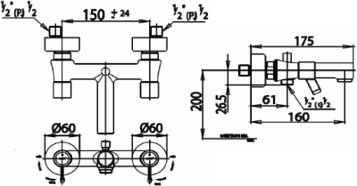 CT2067C26 ก๊อกผสมอ่างอาบน้ำ รุ่น VILLA