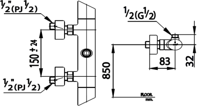 CT2048 ก๊อกผสมยืนอาบน้ำ (เกลียวบน) รุ่น TERRANOVA