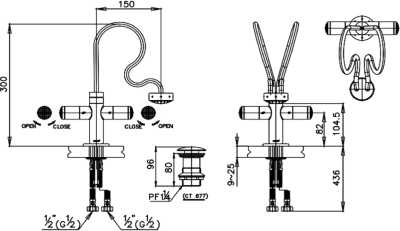 CT2026C25ST#CUO ก๊อกผสมอ่างล้างหน้าโมโนบลอคพร้อมสะดืออ่างล้างแบบกดและสายน้ำดี รุ่น HIMMAPAN