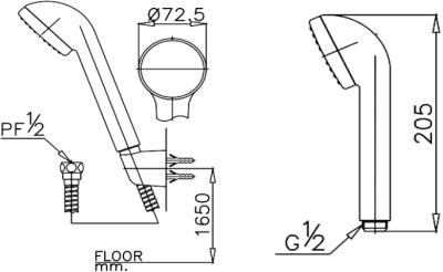 CT192C10S17(HM) วาล์วเปิด-ปิดน้ำพร้อมฝักบัวสายอ่อน 1 ฟังก์ชั่น รุ่น WINDY